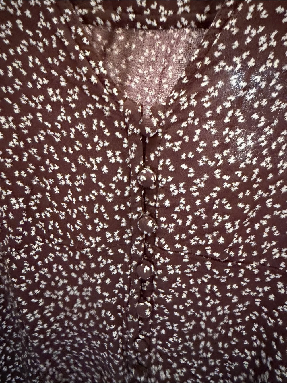 Abercrombie & Fitch Brown Floral V-Neck Smocked Waist Blouse